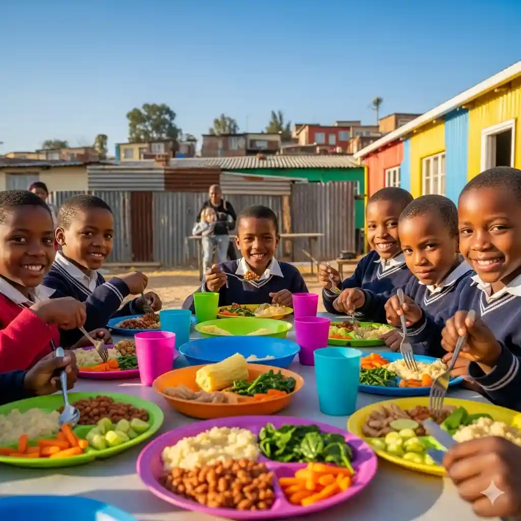 Children eating nutritious meals